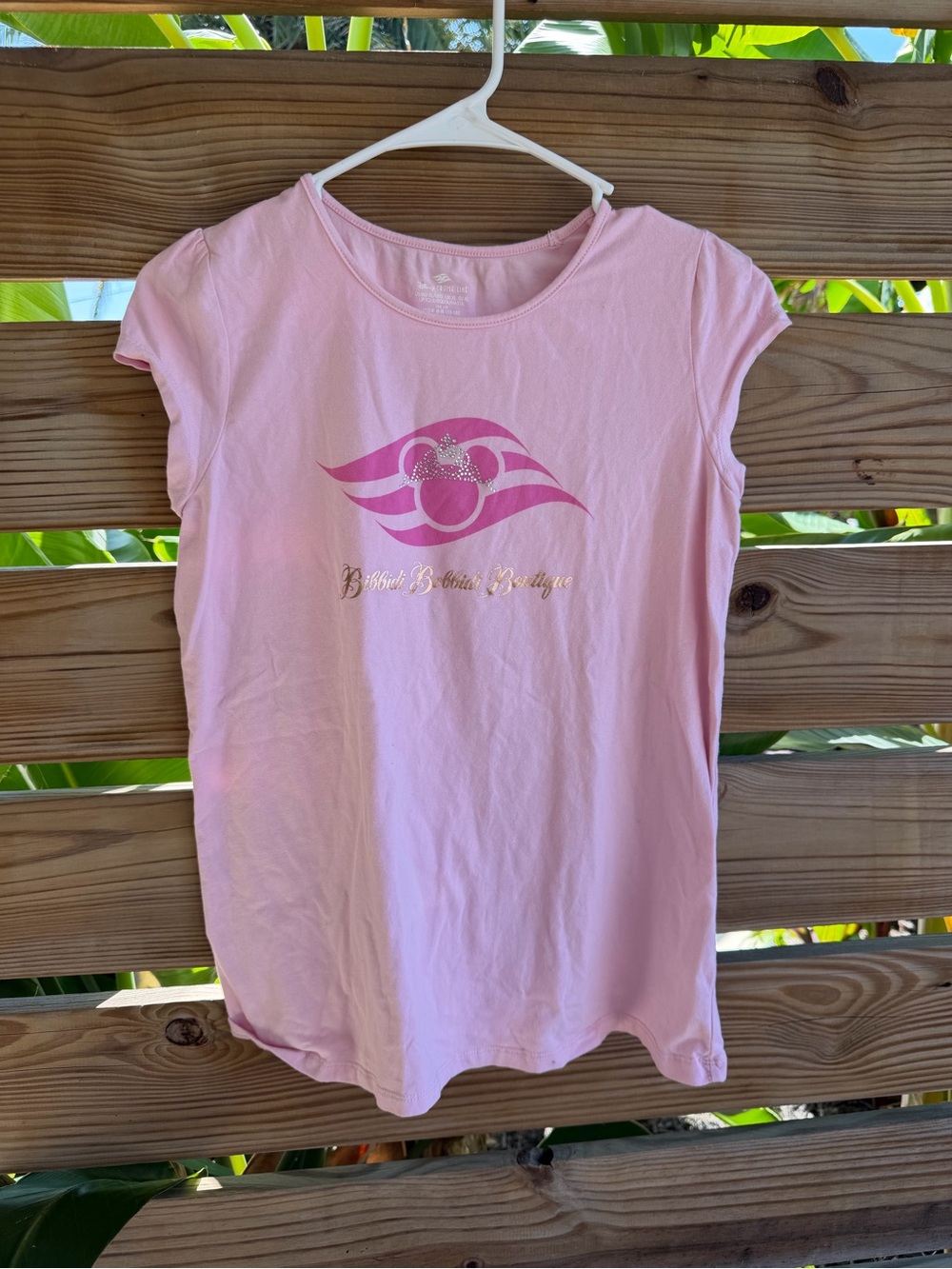Disney Pink Short Sleeve Graphic Tee with Gold Logo